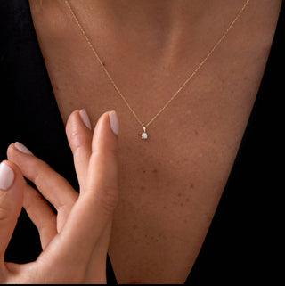 Gold Solitaire Lab Diamond Necklace 45cm