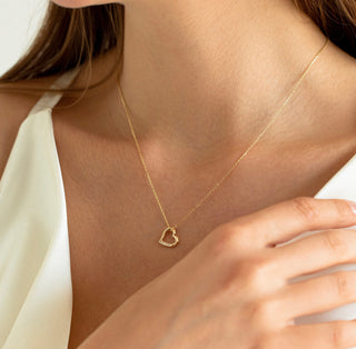 Gold Lab Diamond Heart Necklace 50cm