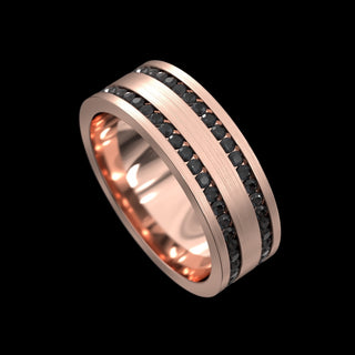 Solid Gold Men’s Black Diamond Wedding Band