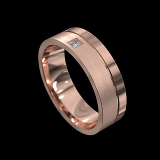 Solid Gold Men’s Single Diamond Wedding Band